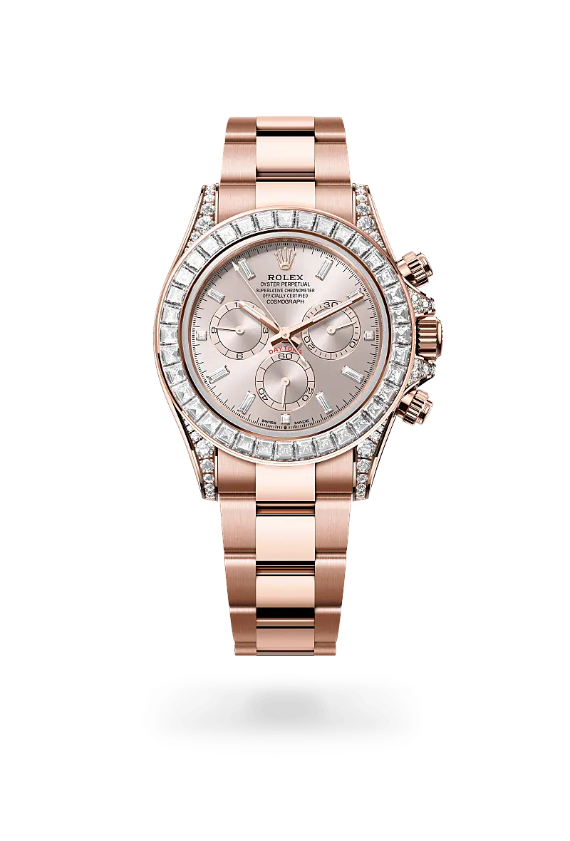 Rolex Cosmograph Daytona in 18 ct Everose gold with lugs set with diamonds, M126595TBR-0001 - Watch Palace