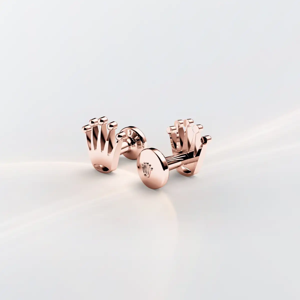 Rolex ‘Crown’ cufflinks in Everose gold, a1015 at Watch Palace
