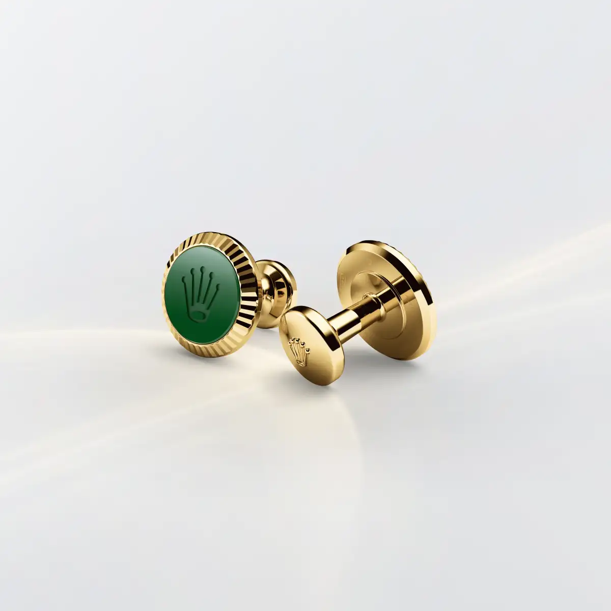 Rolex ‘Fluted’ cufflinks in Yellow gold and ceramic, a1038 at Watch Palace