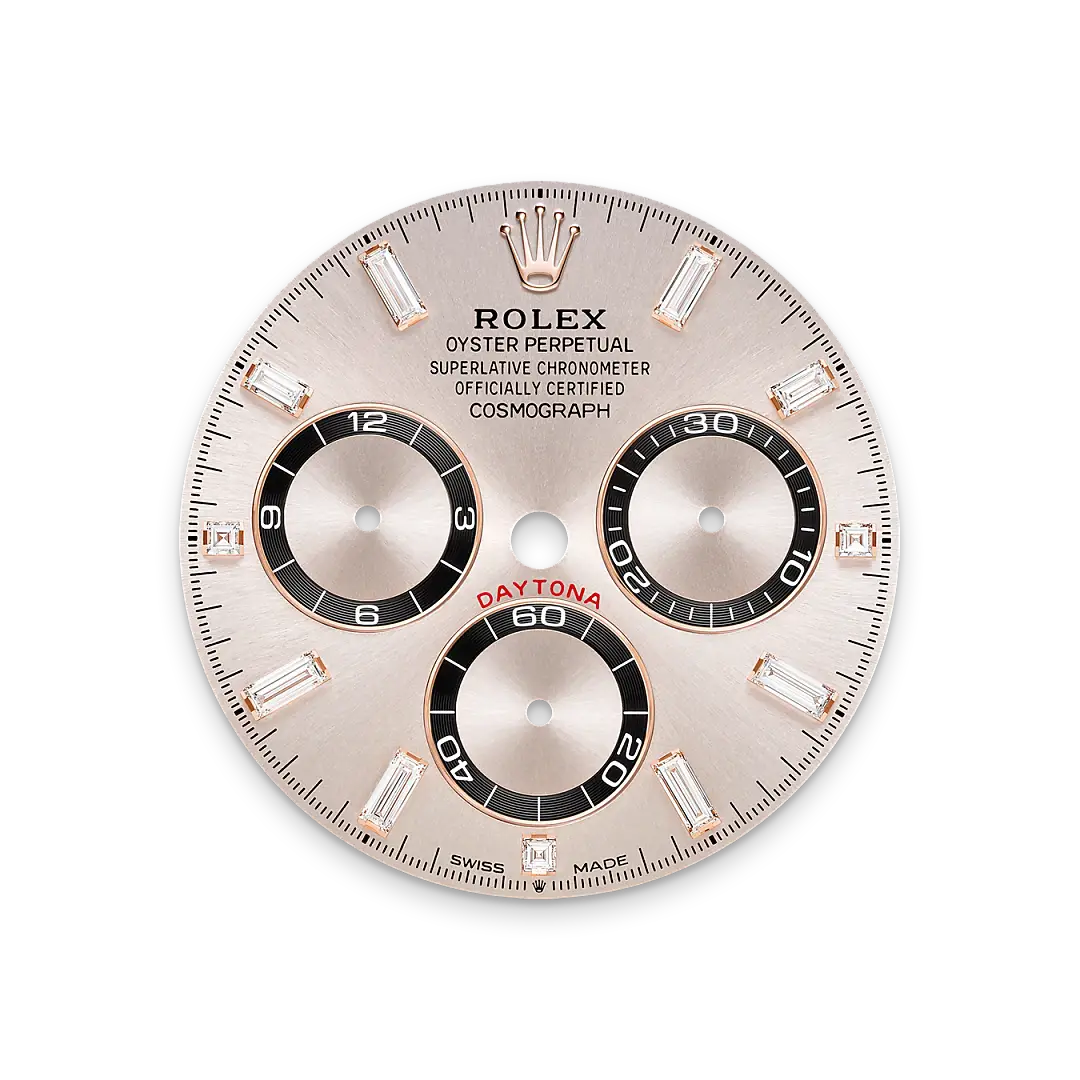 rolex cosmograph daytona in 18 ct everose gold with lugs set with diamonds, M126535TBR-0002- watch palace