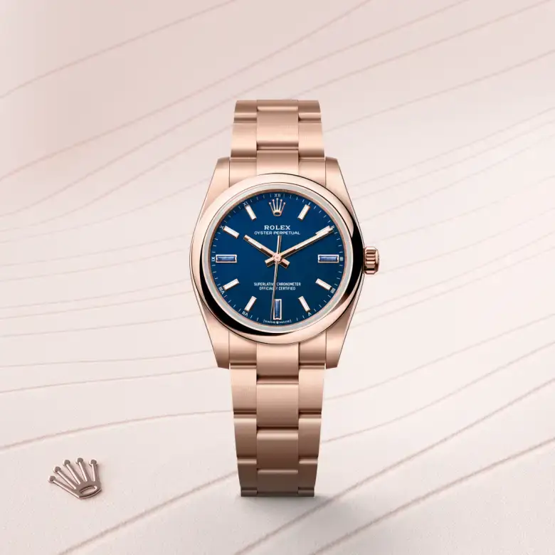 rolex oyster perpetual in 18 ct everose gold, m124205-0002 - watch palace, First image