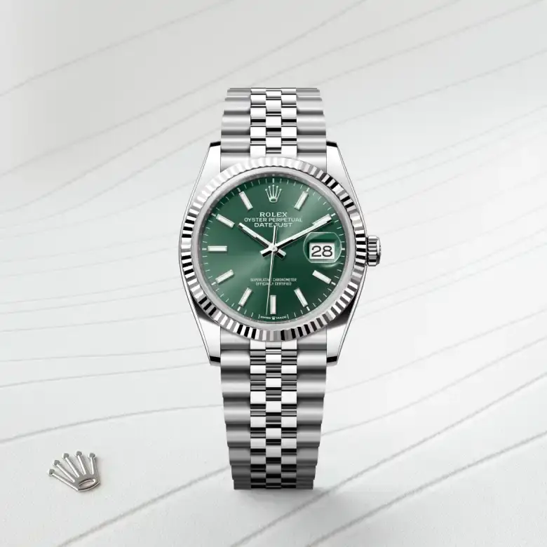 rolex datejust in white rolesor, m126234-0051 - watch palace, First image