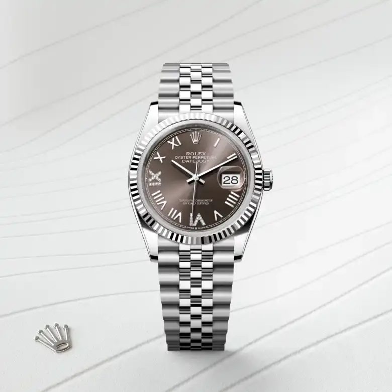rolex datejust in white rolesor, m126234-0071 - watch palace, First image