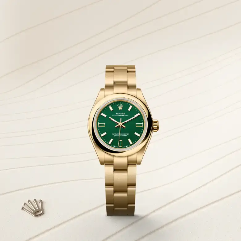 rolex oyster perpetual in 18 ct yellow gold, m276208-0002 - watch palace, First image