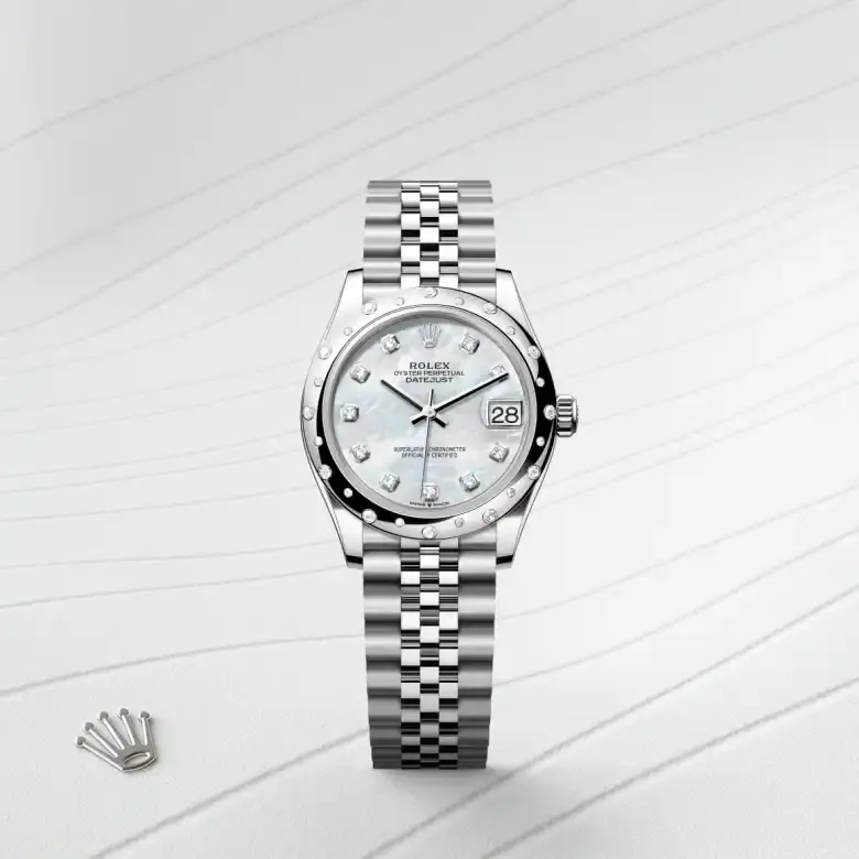 rolex datejust in white rolesor, M278344RBR-0006- watch palace, First image