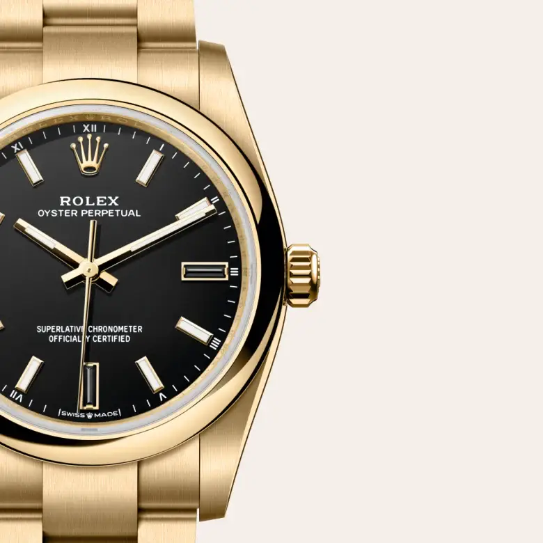 rolex oyster perpetual in 18 ct yellow gold, m124208-0001 - watch palace, Third image