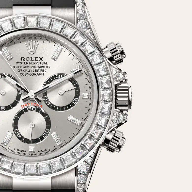 rolex cosmograph daytona in 18 ct white gold with lugs set with diamonds, M126539TBR-0002- watch palace, Third image