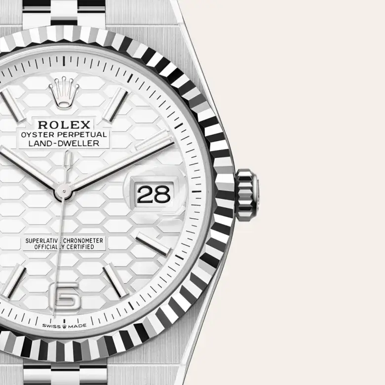rolex land-dweller in white rolesor, m127334-0001 - watch palace, Third image