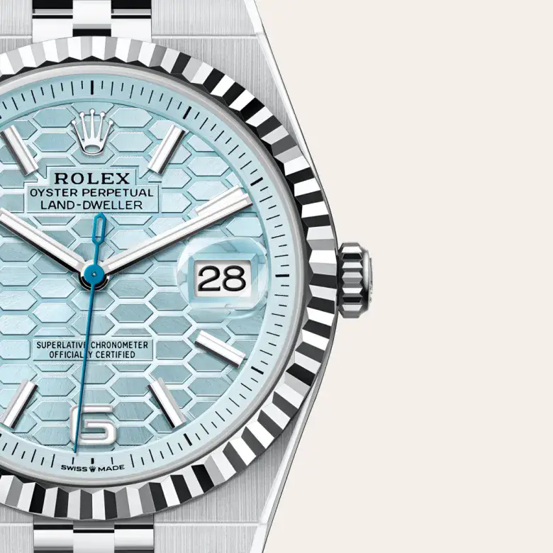 rolex land-dweller in platinum, m127336-0001 - watch palace, Third image