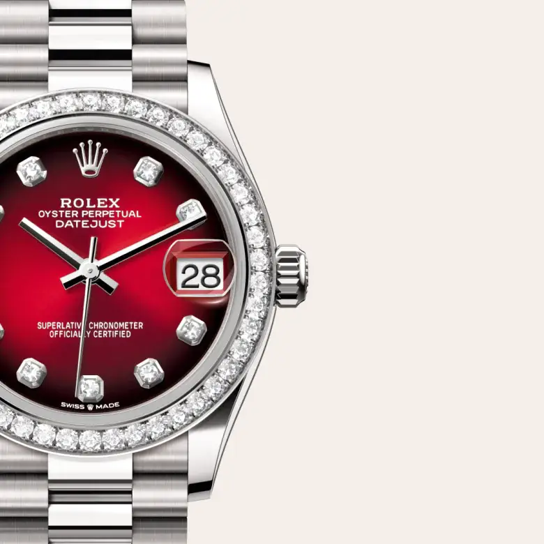 rolex datejust in 18 ct white gold, M278289RBR-0028- watch palace, Third image