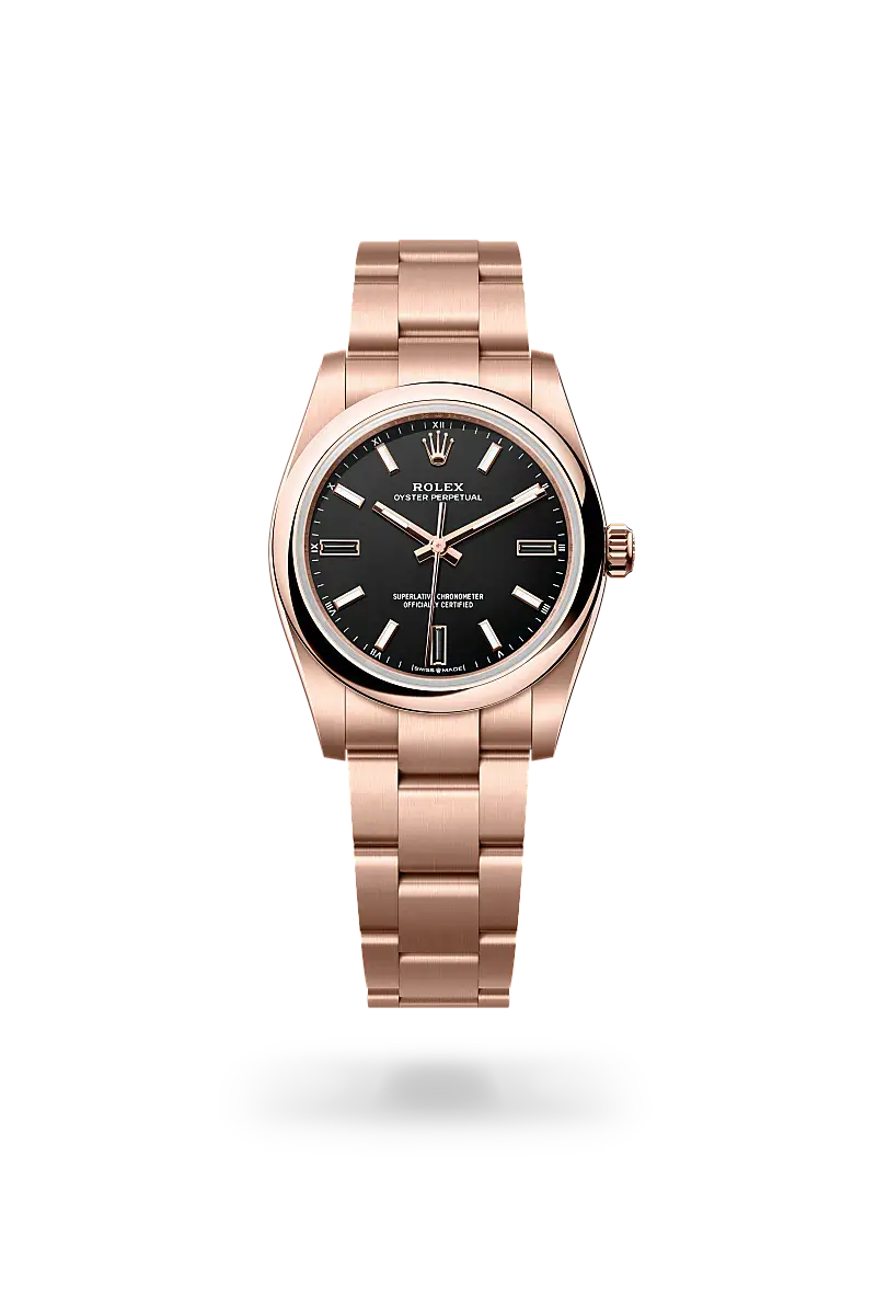 Rolex Oyster Perpetual 34 in Oyster, 34 mm, Everose gold, M124205-0001 - Watch Palace