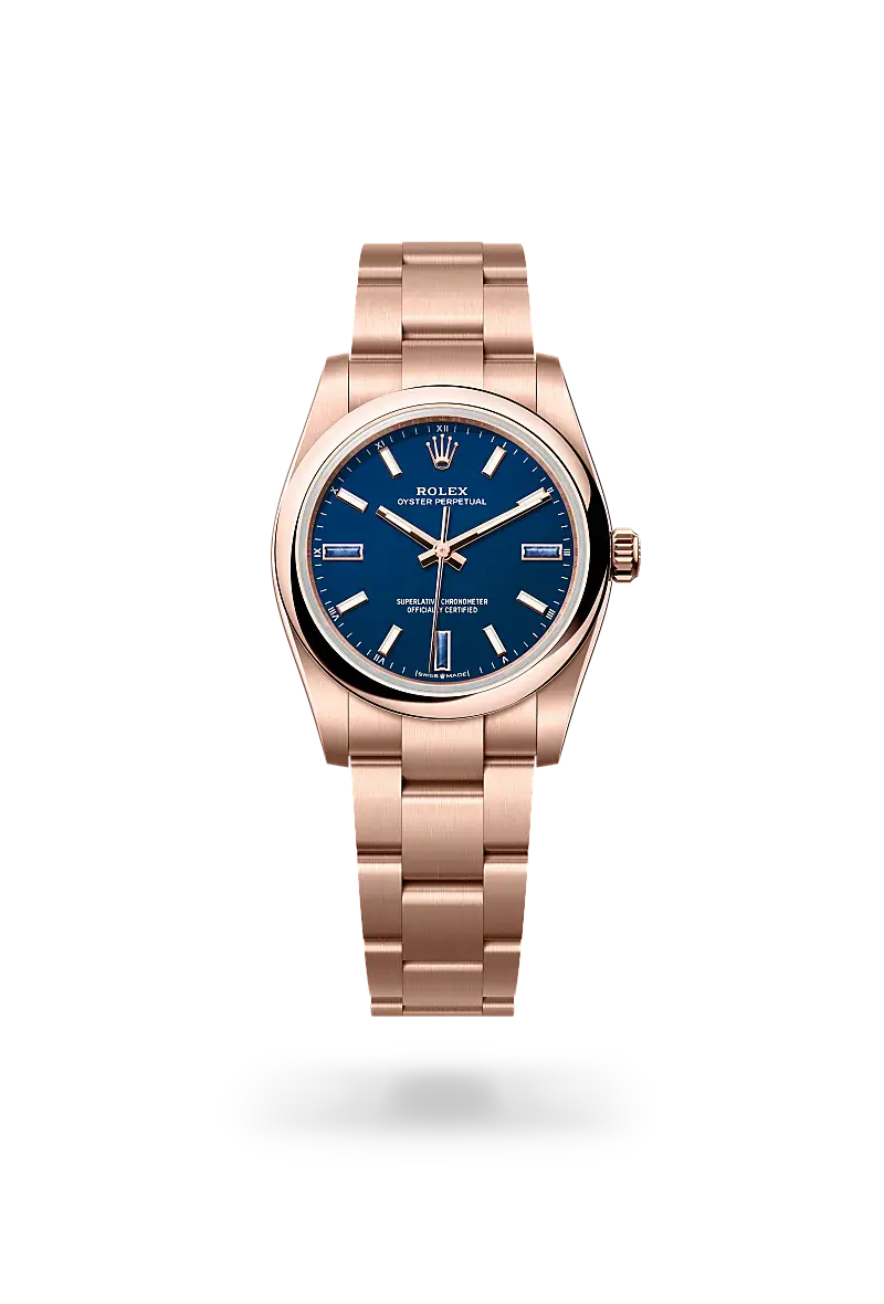 Rolex Oyster Perpetual 34 in Oyster, 34 mm, Everose gold, M124205-0002 - Watch Palace