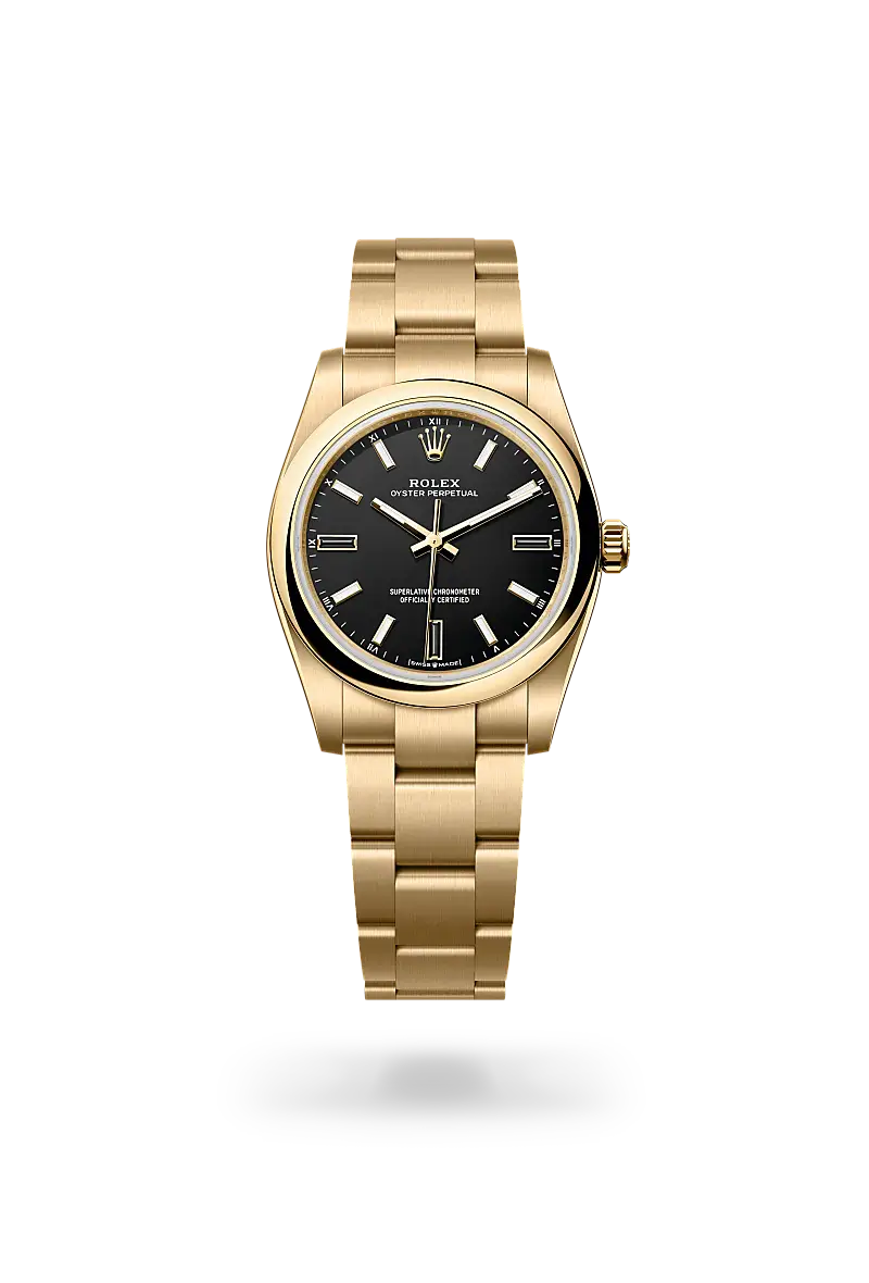 Rolex Oyster Perpetual 34 in Oyster, 34 mm, yellow gold, M124208-0001 - Watch Palace