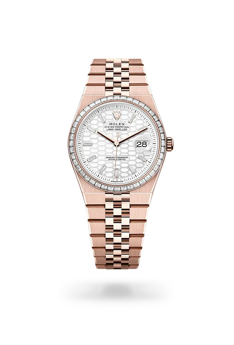 Rolex Land-Dweller 36 in Oyster, 36 mm, Everose gold and diamonds, M127285TBR-0002 - Watch Palace
