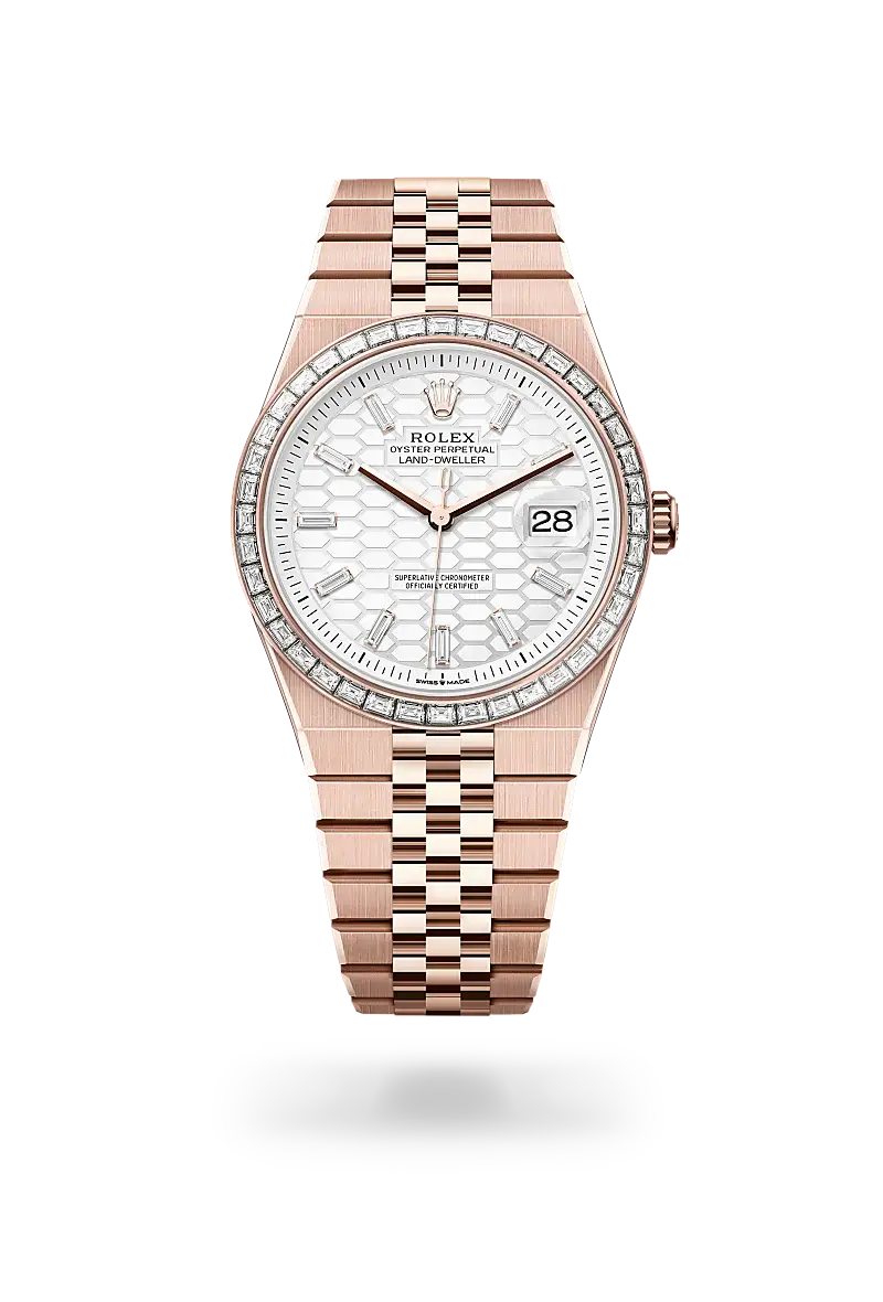 Rolex Land-Dweller 40 in Oyster, 40 mm, Everose gold and diamonds, M127385TBR-0003 - Watch Palace