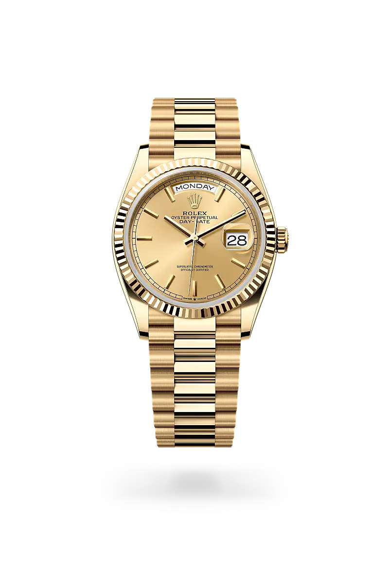 Rolex Day-Date 36 in Oyster, 36 mm, yellow gold, M128238-0045 - Watch Palace