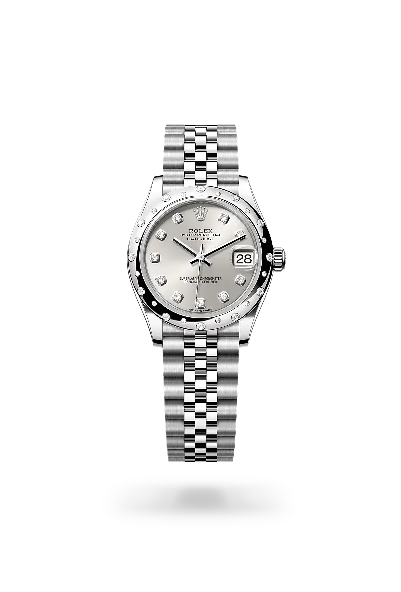 Rolex Datejust 31 in Oyster, 31 mm, Oystersteel, white gold and diamonds, M278344RBR-0032 - Watch Palace