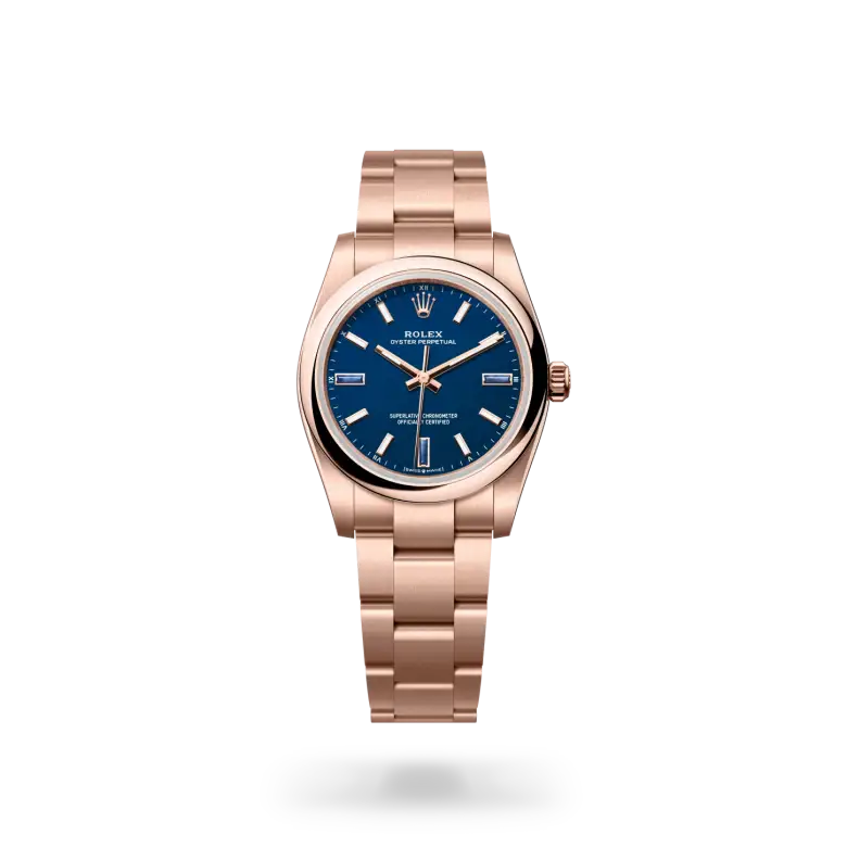 rolex oyster perpetual in 18 ct everose gold, m124205-0002 - watch palace