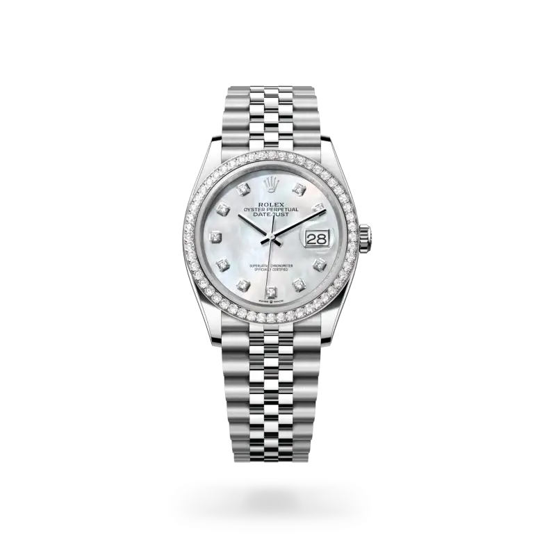 rolex datejust in white rolesor, m126284rbr-0011 - watch palace