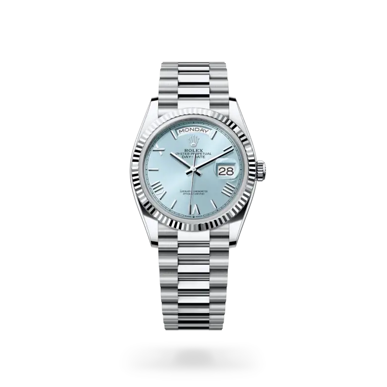 rolex day-date in platinum, m128236-0018 - watch palace