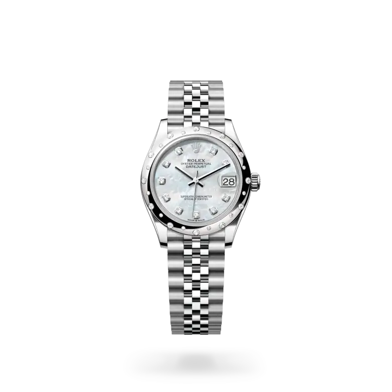 rolex datejust in white rolesor, M278344RBR-0006- watch palace